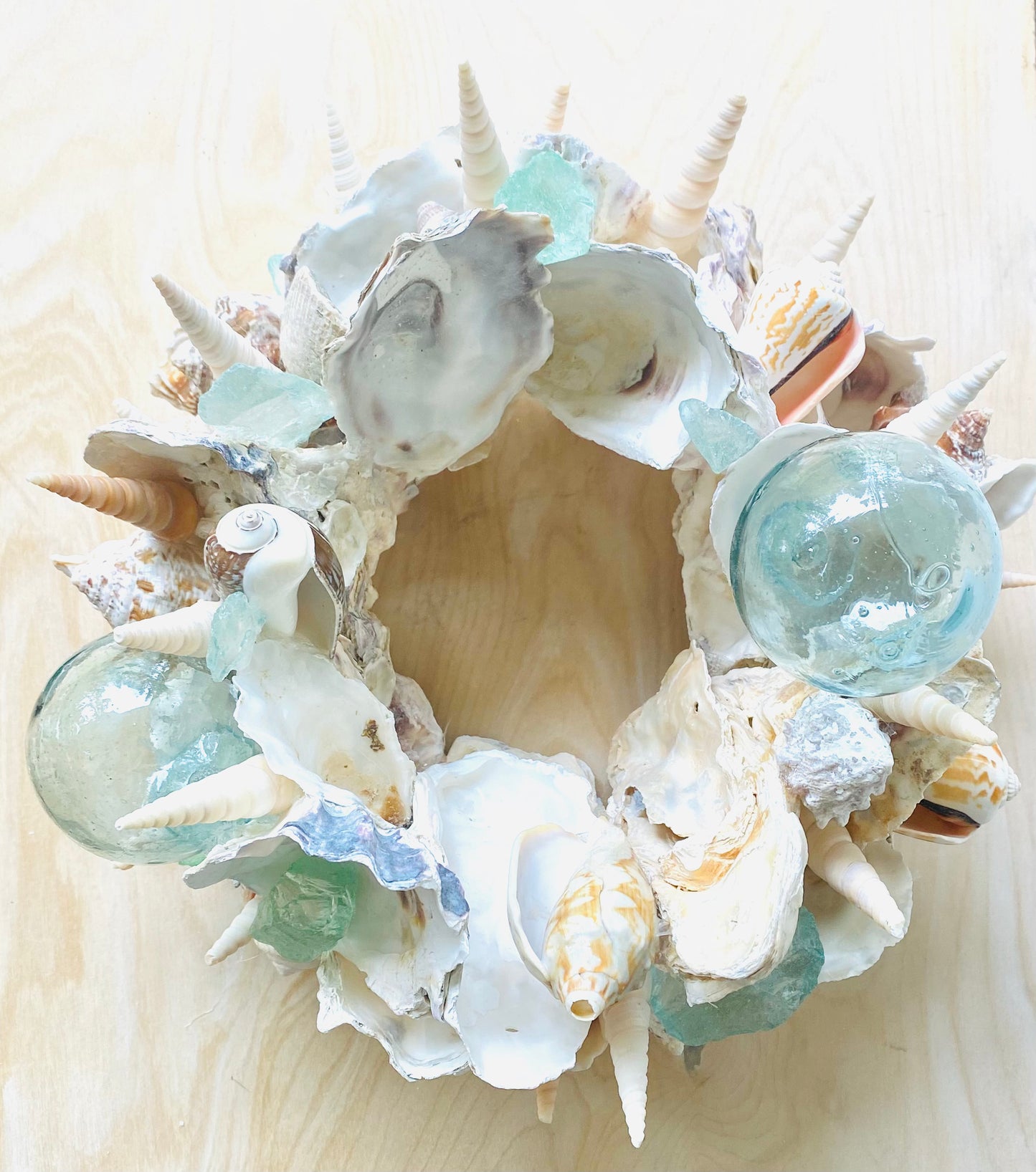 Spiral Shell & Glass Float Candle Holder, Shell Candle Holder