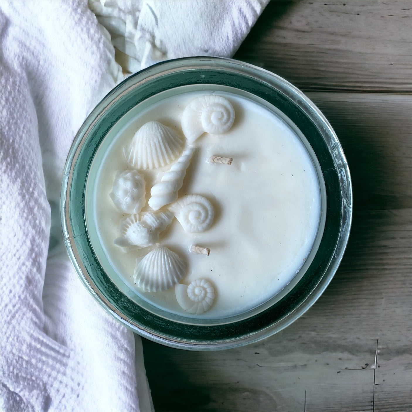 A Beach Walk Scented Candle, Hand Poured Soy Candle, Recycled Glass & Cork