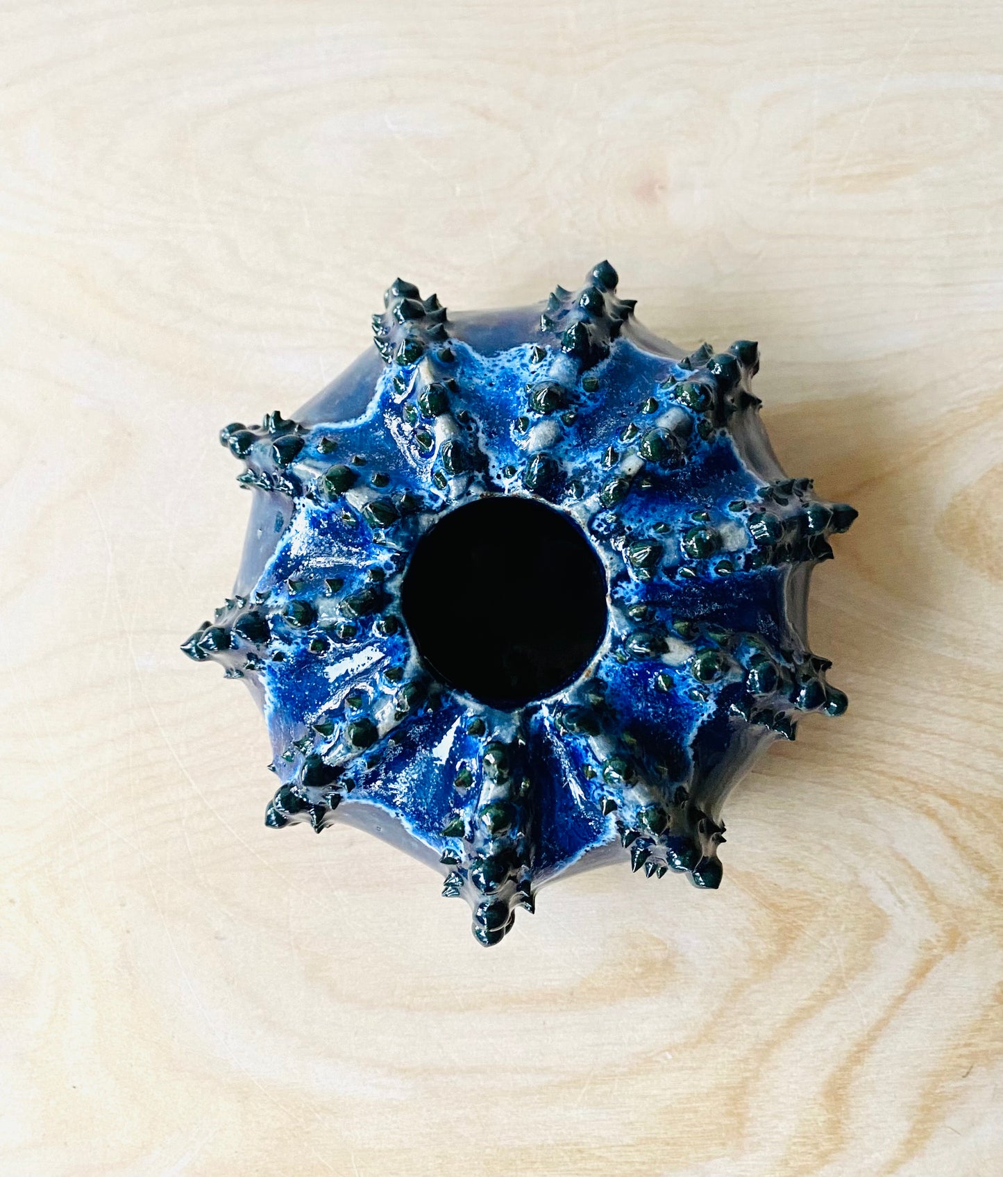 Blue Sea Urchin Vase, Bud Vase, Urchin Container