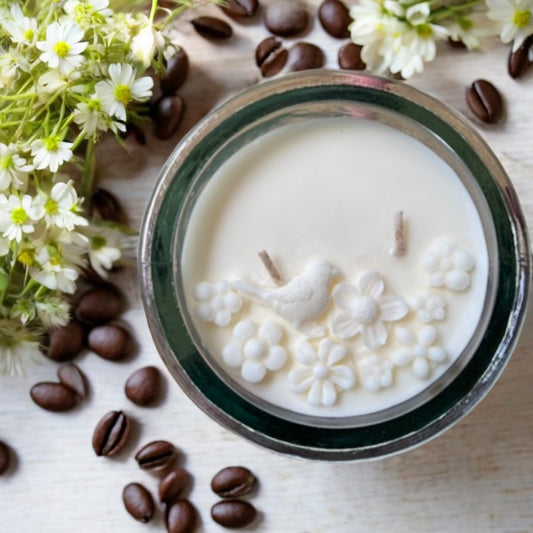 Wake Up Call, Coffee Scented 100% Soy Candle, Hand Poured in Recycled Glass & Cork Vessel