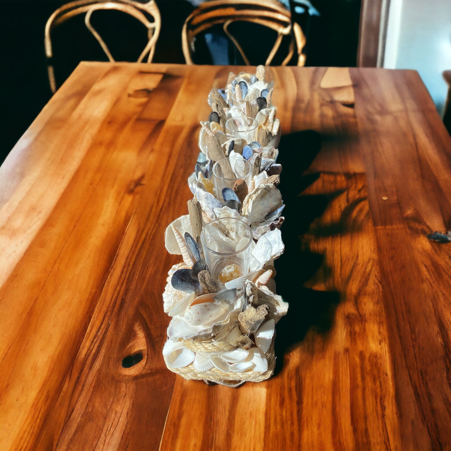 Long Shell Candle Holder, Handcrafted Centerpiece