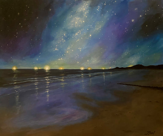 Crab Boat Painting, 'Land Stars' Original Acrylic