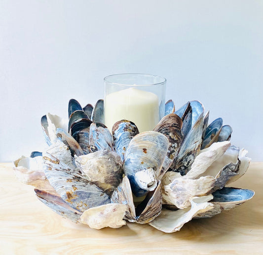 Mussel and Oyster Centerpiece, Shell Candle Holder