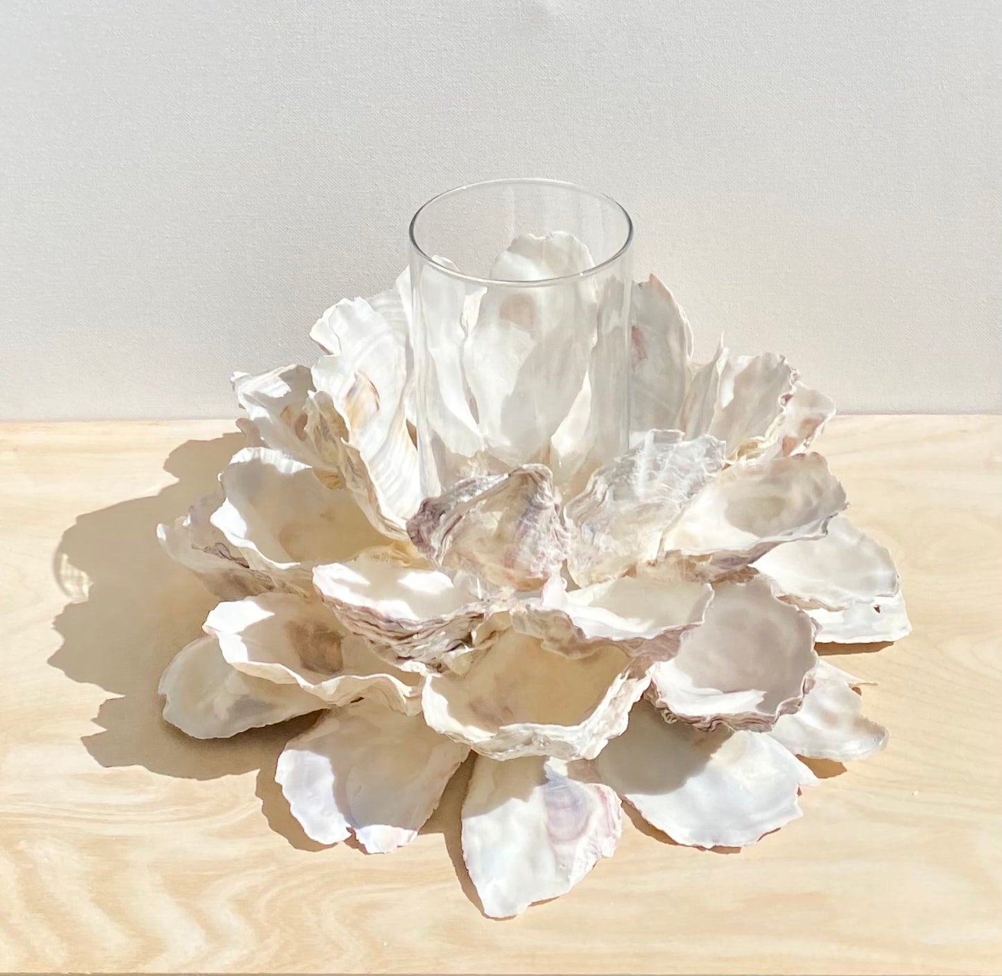 Large Oyster Shell Candle Holder, Beach Centerpiece