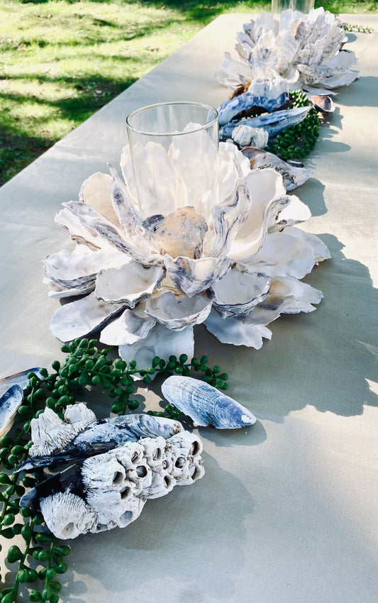 Large Oyster Shell Candle Holder, Beach Centerpiece