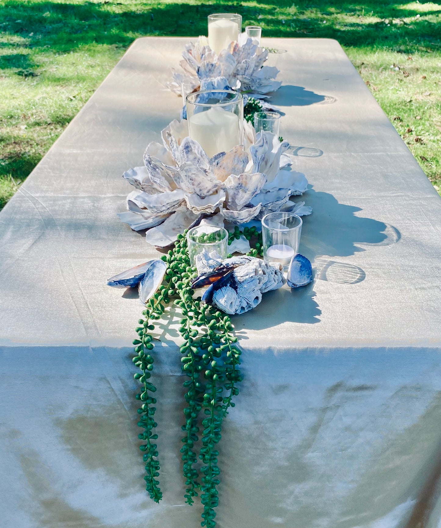 Large Oyster Shell Candle Holder, Beach Centerpiece