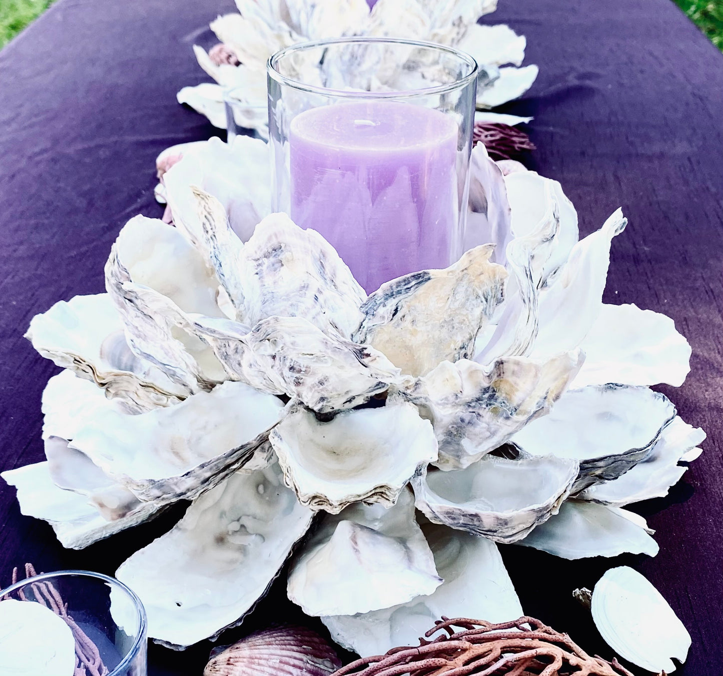 Large Oyster Shell Candle Holder, Beach Centerpiece