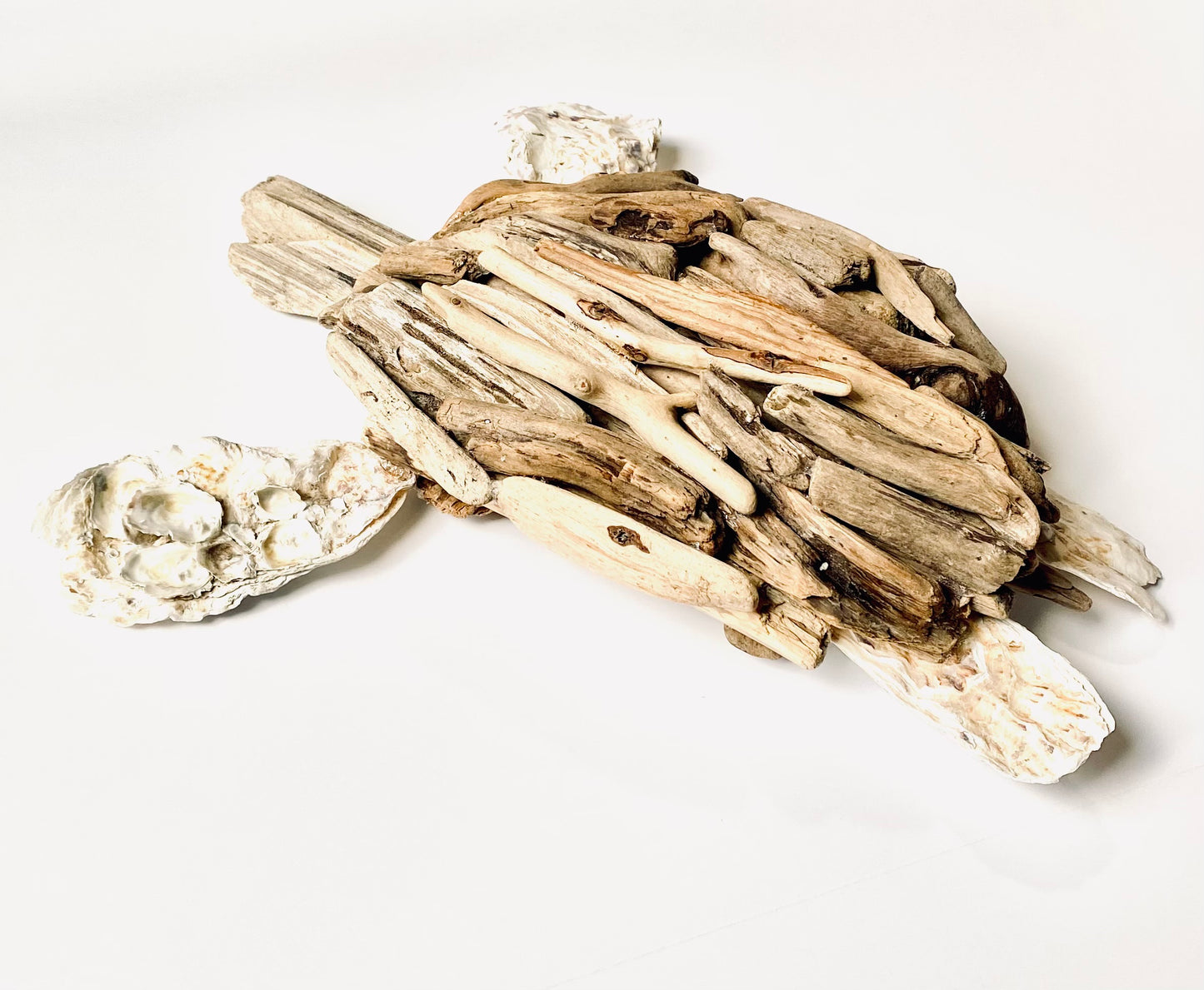 Large Driftwood & Oyster shell Sea Turtle, Driftwood Sculpture