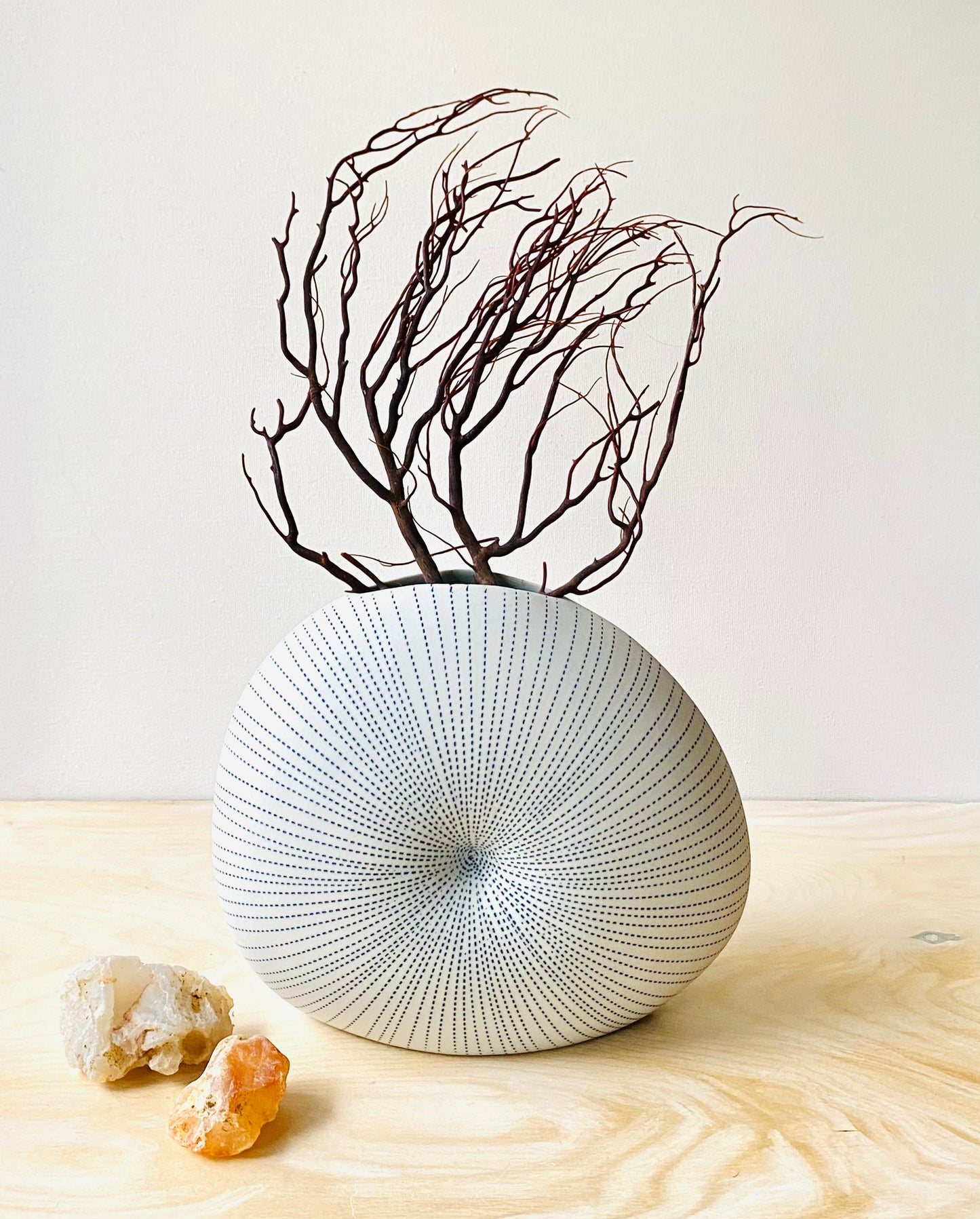 White Modern Vase, Sea Urchin Vase, Decorative Container Med.